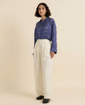 The Chapel Pleated Trouser in Ivory, front view