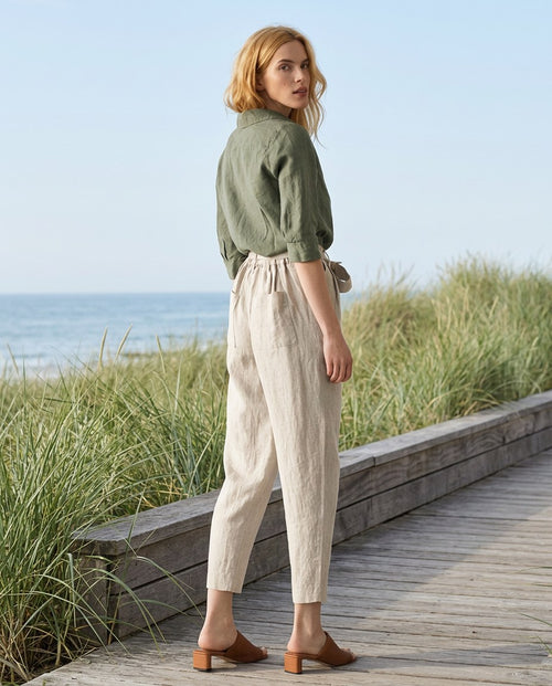 The Commuter Tapered Trouser in Natural, lifestyle