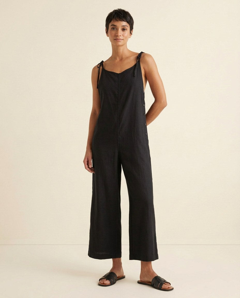 The Dockside Jumpsuit in Black, front view