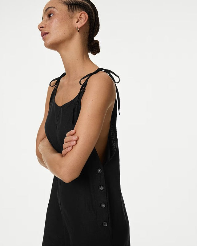 The Dockside Jumpsuit in Black, detail
