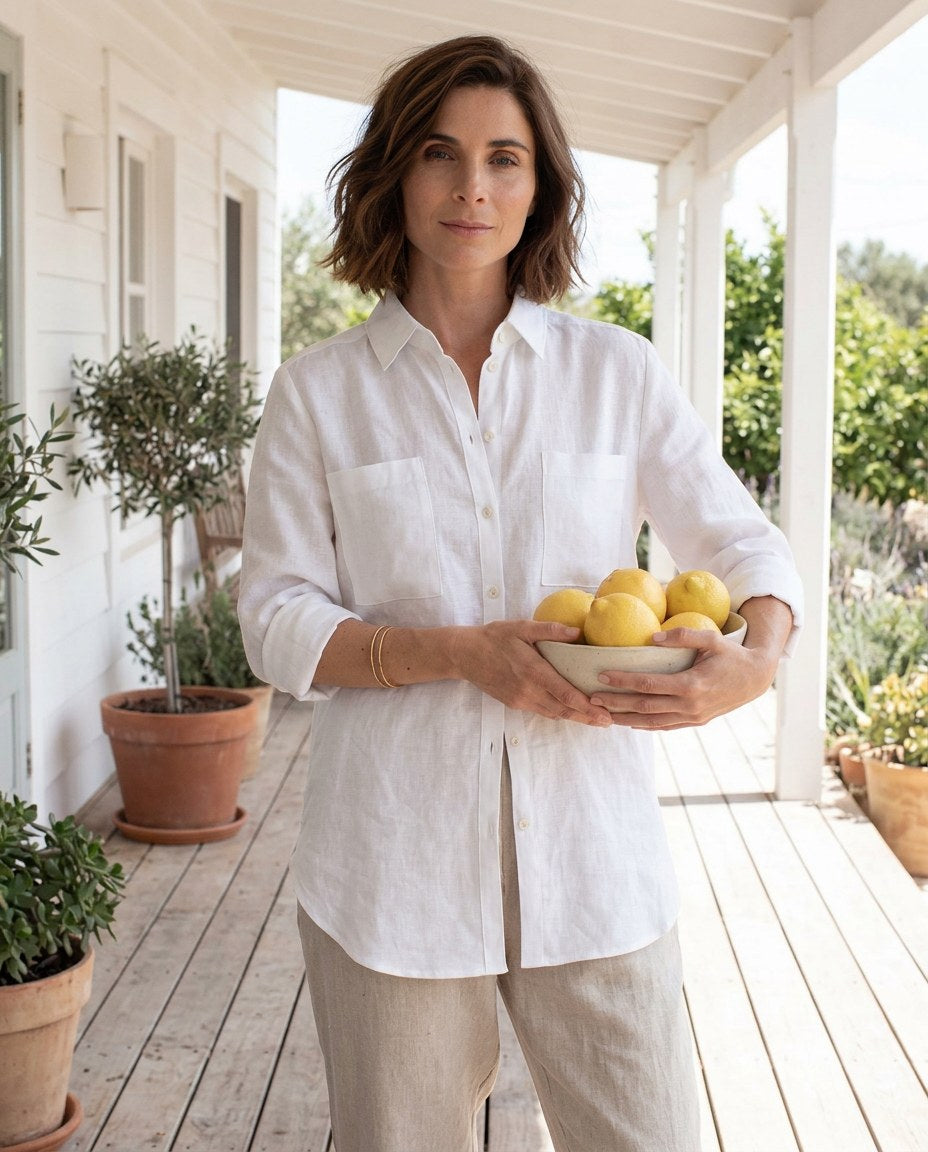 The Everyday White Shirt in White, front view