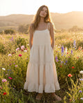 The Harvest Tiered Maxi in Cream, front view