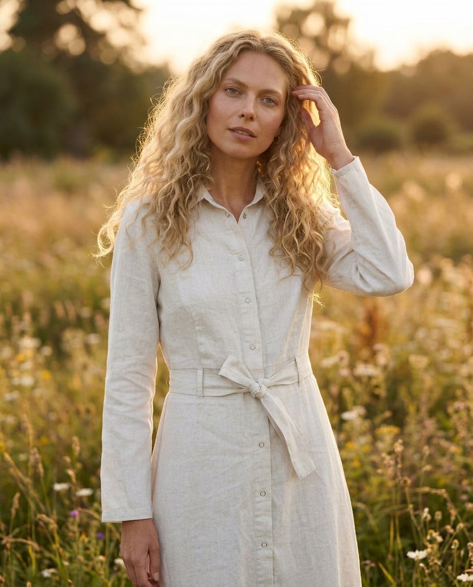 The Homestead Shirt Dress in White, lifestyle