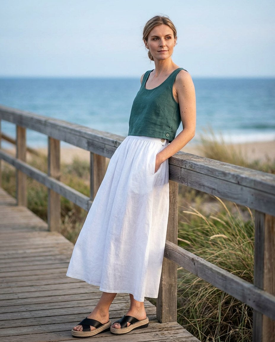The Ivy Crop Tank in Green, lifestyle