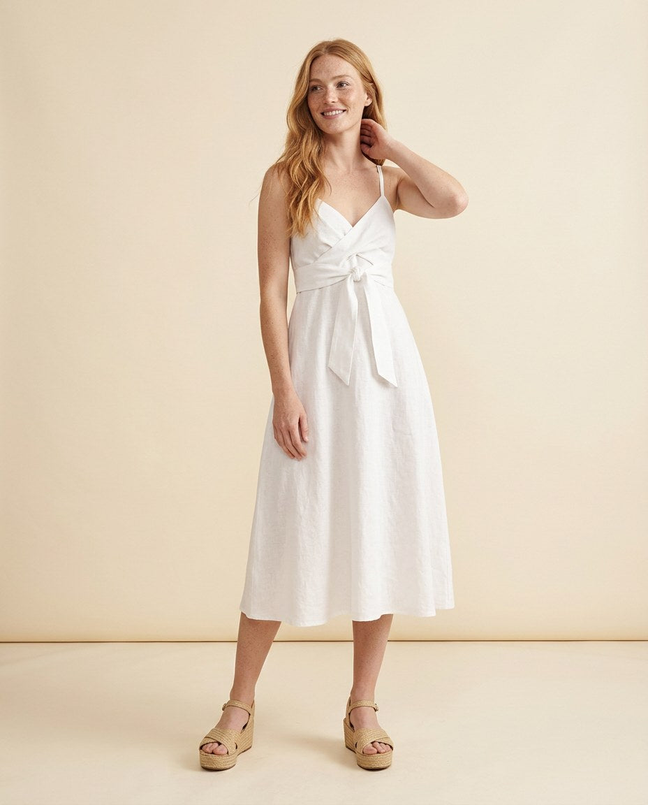 The Solstice Slip Dress in White, front view
