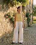 The Sunday Drawstring Pant in White, front view