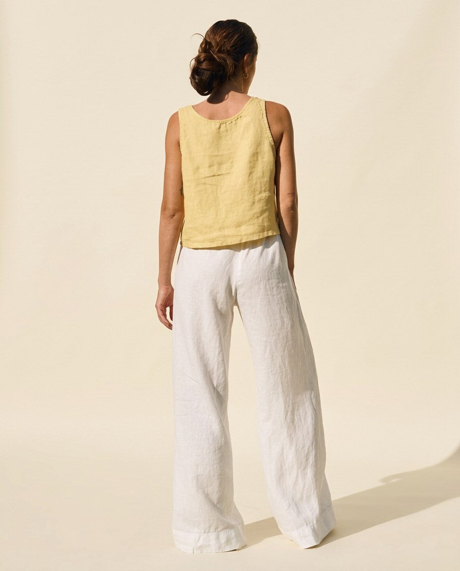 The Sunday Drawstring Pant in White, back view