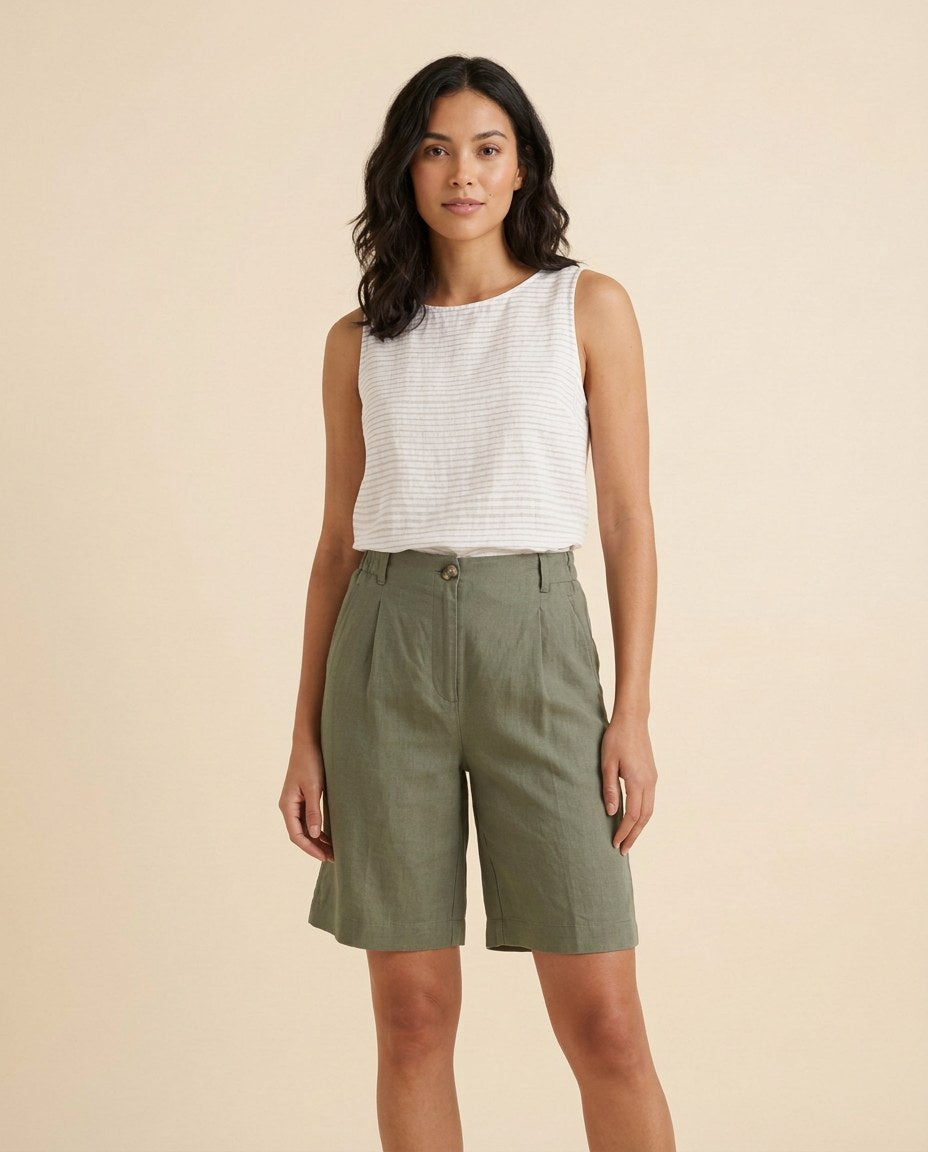 The Trailhead Bermuda Short in Olive, front view