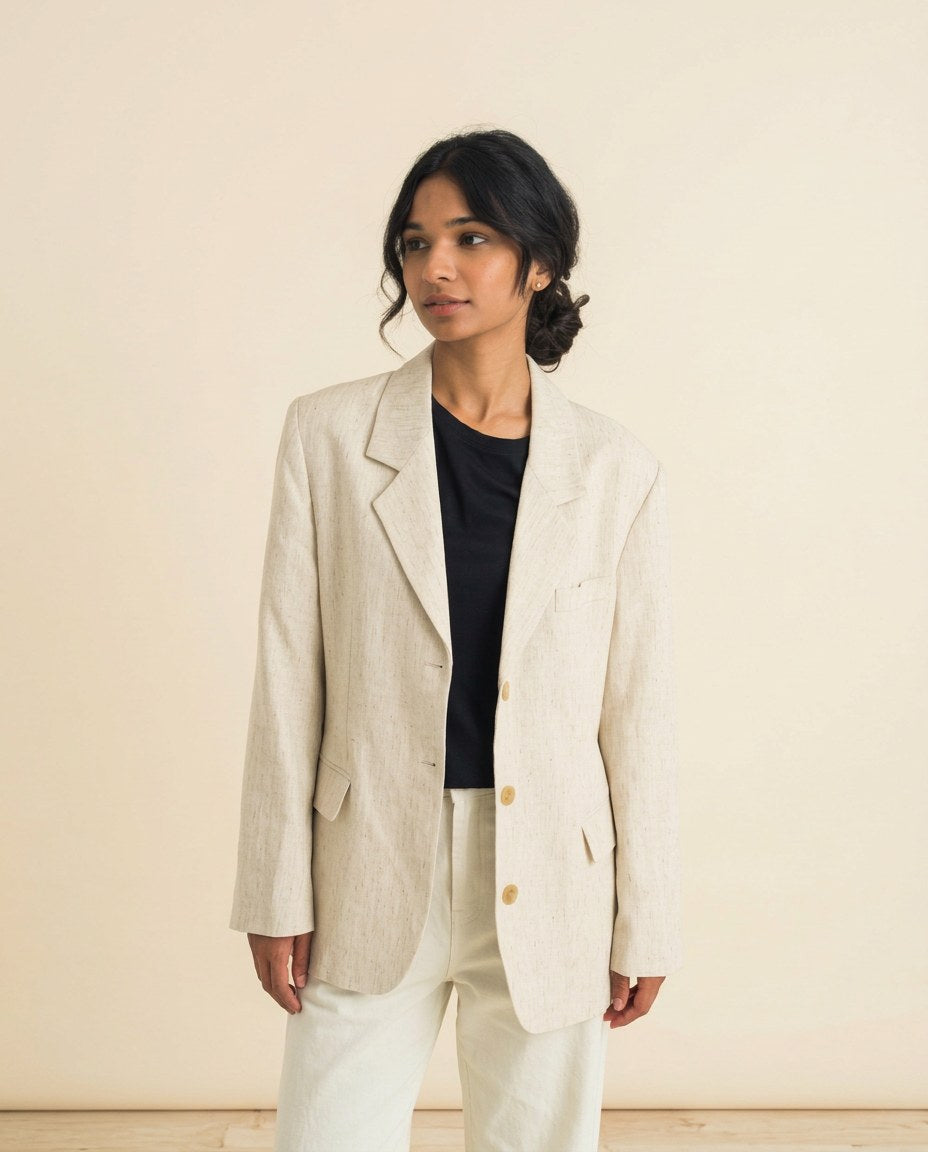 The Weekend Blazer in Natural, front view