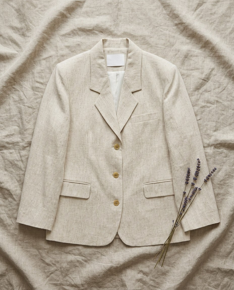 The Weekend Blazer in Natural, flat lay